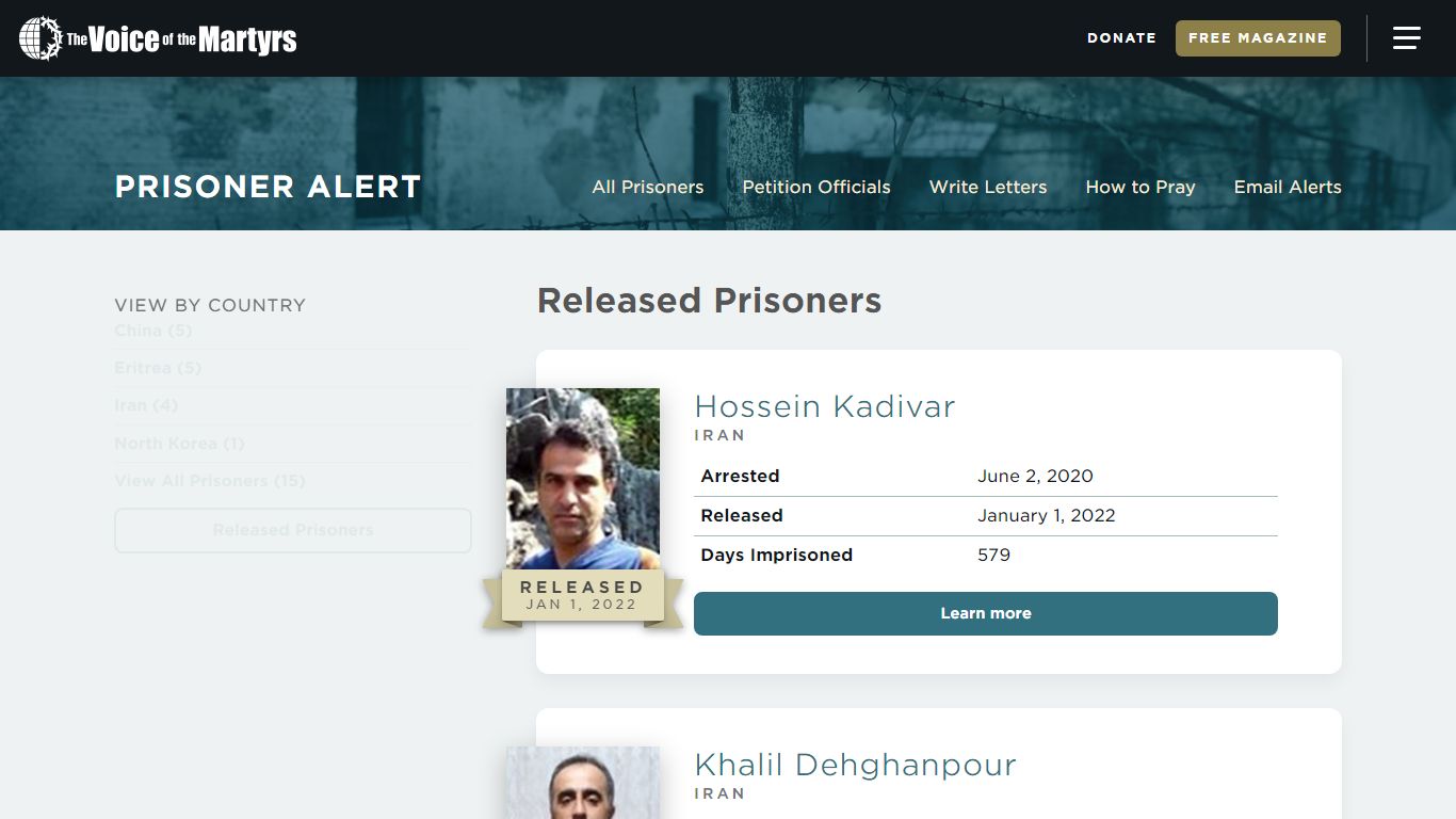 Released Prisoners | PrisonerAlert